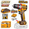 Шуруповерт бесщеточный 20В 1x2Ач CDLI205582 Ingco