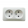 Розетка ОП РА16-005В 2-м б/зазем. б/шторок белая Этюд